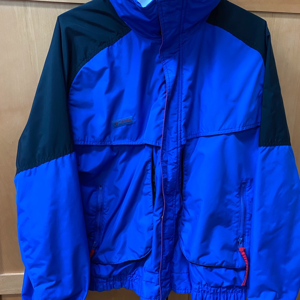 Vintage Columbia Ski Jacket Men’s Large Blue Powder Keg Shell Radial Sleeve